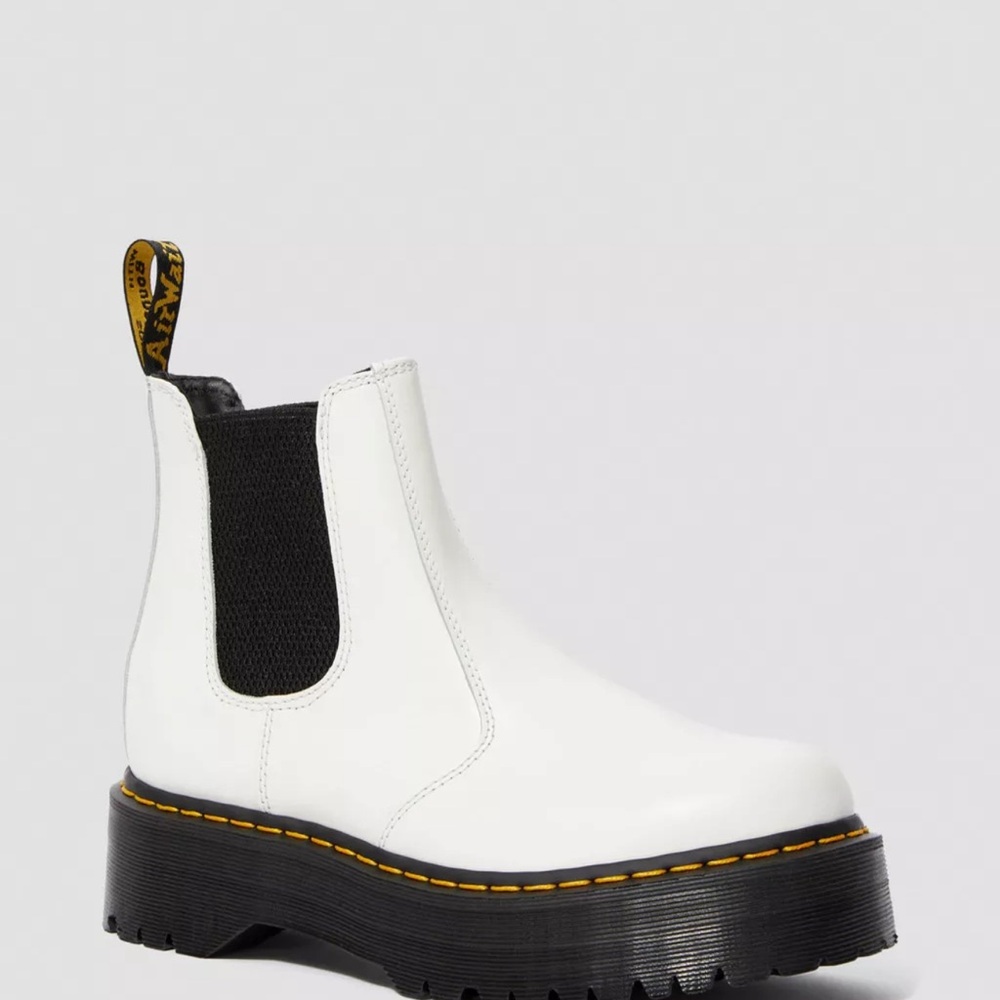 Dr. Martens White Ankle Boots with Platform Sole